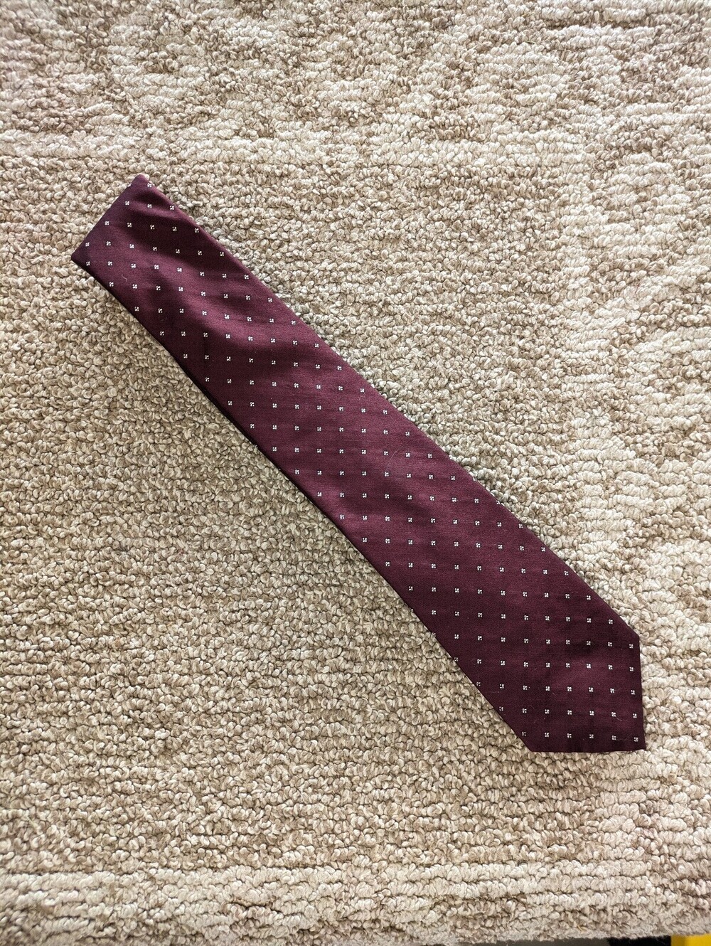 Don Loper Vintage Necktie Burgundy Micro Dot Silk Geometric